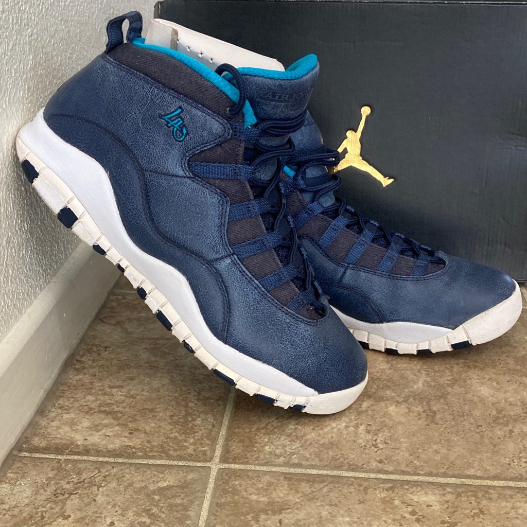 Air Jordan 10 Retro 'Los Angeles' Size 7y Ocean Fog/Mid Nvy-Bl Lgn-White